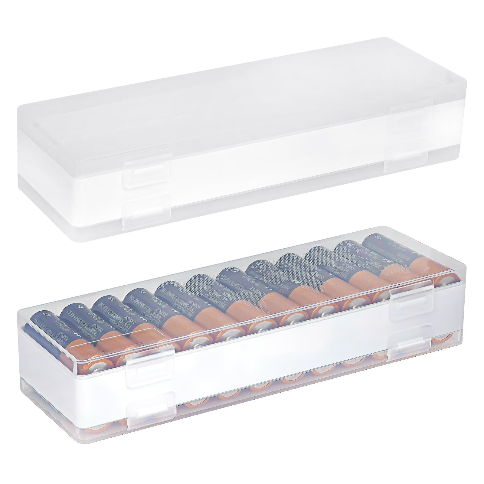 Linkidea 2 Pack Battery Organizer Storage Case, Single Battery Box Holds Batteries for 24 AA, Portable Samll Capacity Battery Caddy