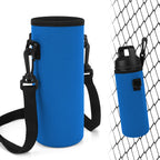Linkidea Water Bottle Fence Sleeve with Hook Compatible with YETI Rambler Bottle 18oz, Hydro Flask Wide Mouth Bottle 18oz/20oz, Neoprene Bottle Shoulder Strap Bag for Outdoor Sports, Blue