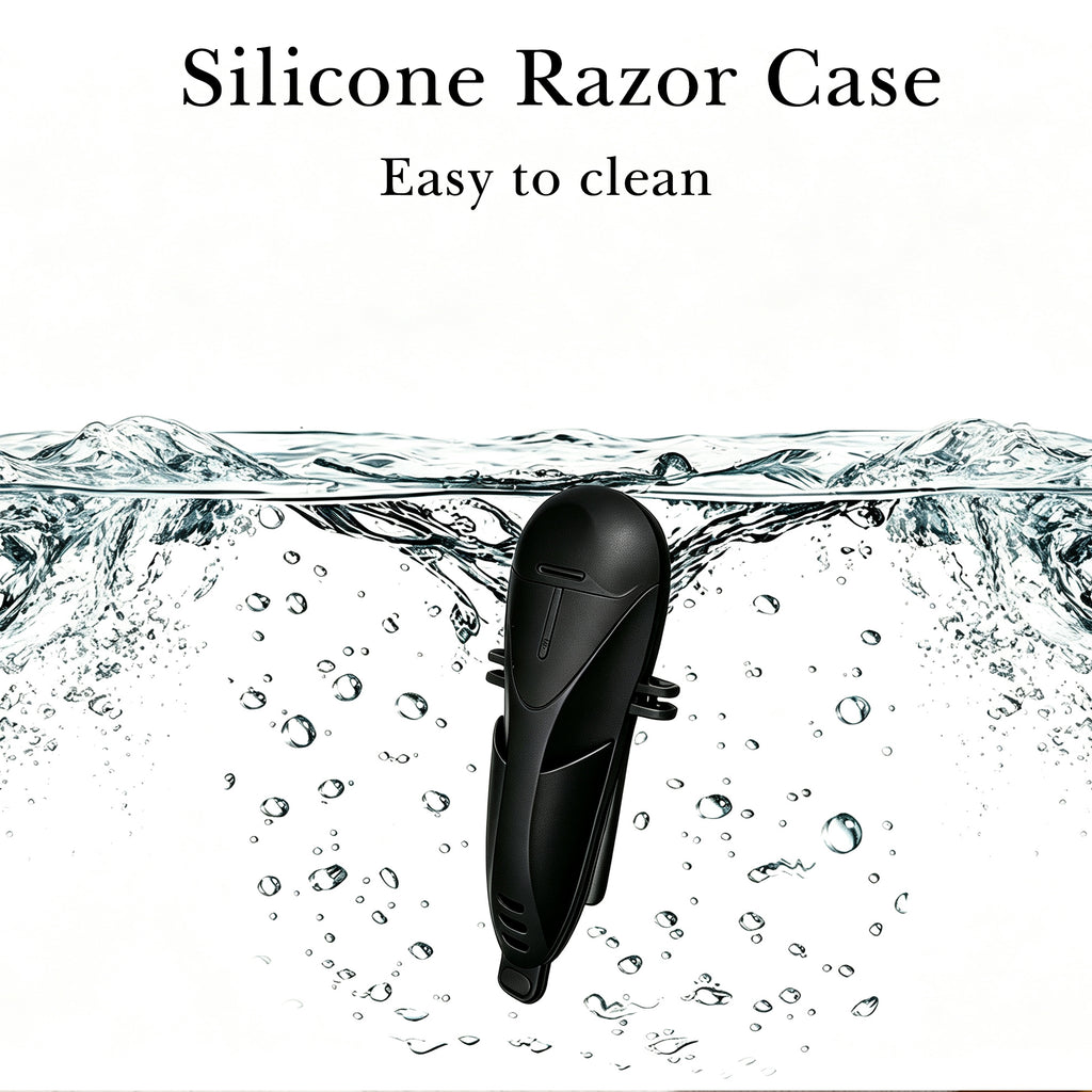 Linkidea Silicone Razor Cover with Fixed Strap, Razor Storage for Travel, Compatible with 2 oz Shaving Gel, Gillette Fusion 5 Power, GilletteLabs with Exfoliating Bar (Black)