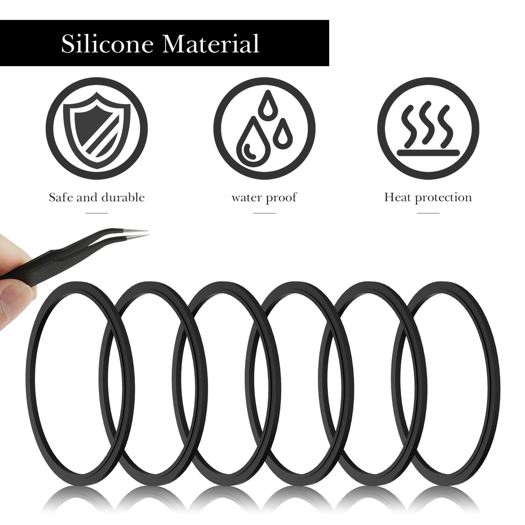 Linkidea 6 Pack Water Bottle Gasket Replacement Compatible with Contigo Byron Snapseal Travel Mug 16oz/20oz, Silicone O Ring Leak Proof Rubber Seal with Tweezer for Bottle Lid, Black
