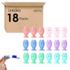 Linkidea 18 Pack Cute Mini Fish Standing Tooth Brush Cover Cap Bulk Pack, Wholesale Multi-Pack Cute Standing Toothbrush Stand, Portable Travel Toothbrush Head Cover Protector