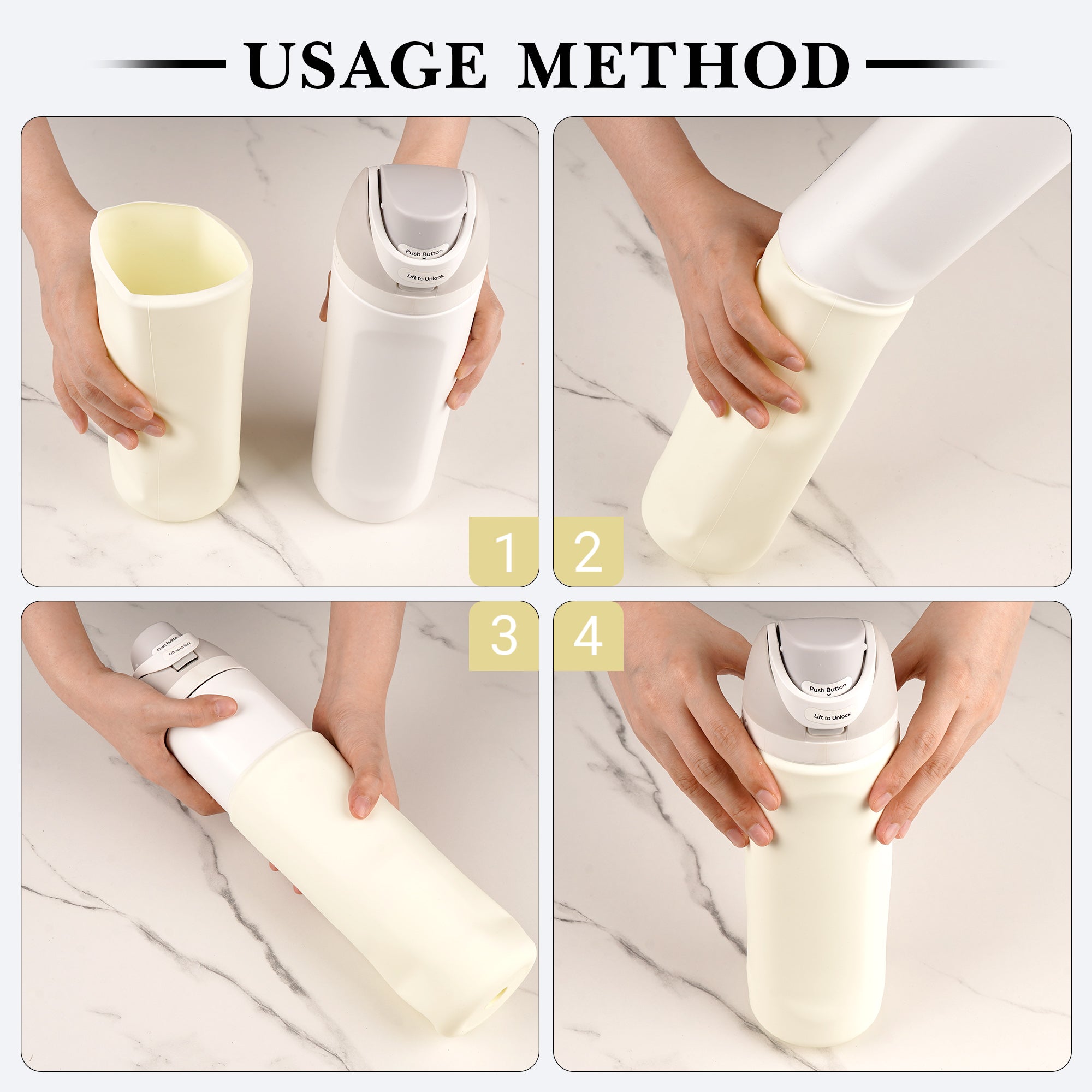 Linkidea Silicone Water Bottle Sleeve Compatible with Owala FreeSip 24oz, Anti-Slip Protector Waterbottle Boot, Bottle Bumper Cover, Off White