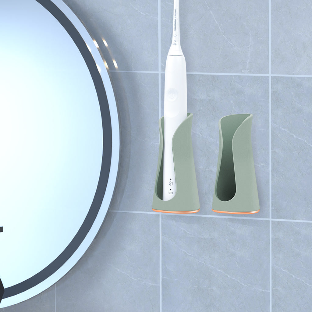 Linkidea Adhesive Electric Toothbrush Holder, Power Toothbrush Hanger Rack, Wallmount Tooth Brush Organizer Compatible with Oral-B iO Series, Philips Sonicare 5100/5300 (Green)