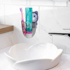Linkidea 2 Pack Wall Mount Toothbrush Holder for Bathroom, Plastic Self Adhesive 2 Slots Manual Brush Hanger Compatible with Colgate, GUM, Jordan Toothbrush (Grey)