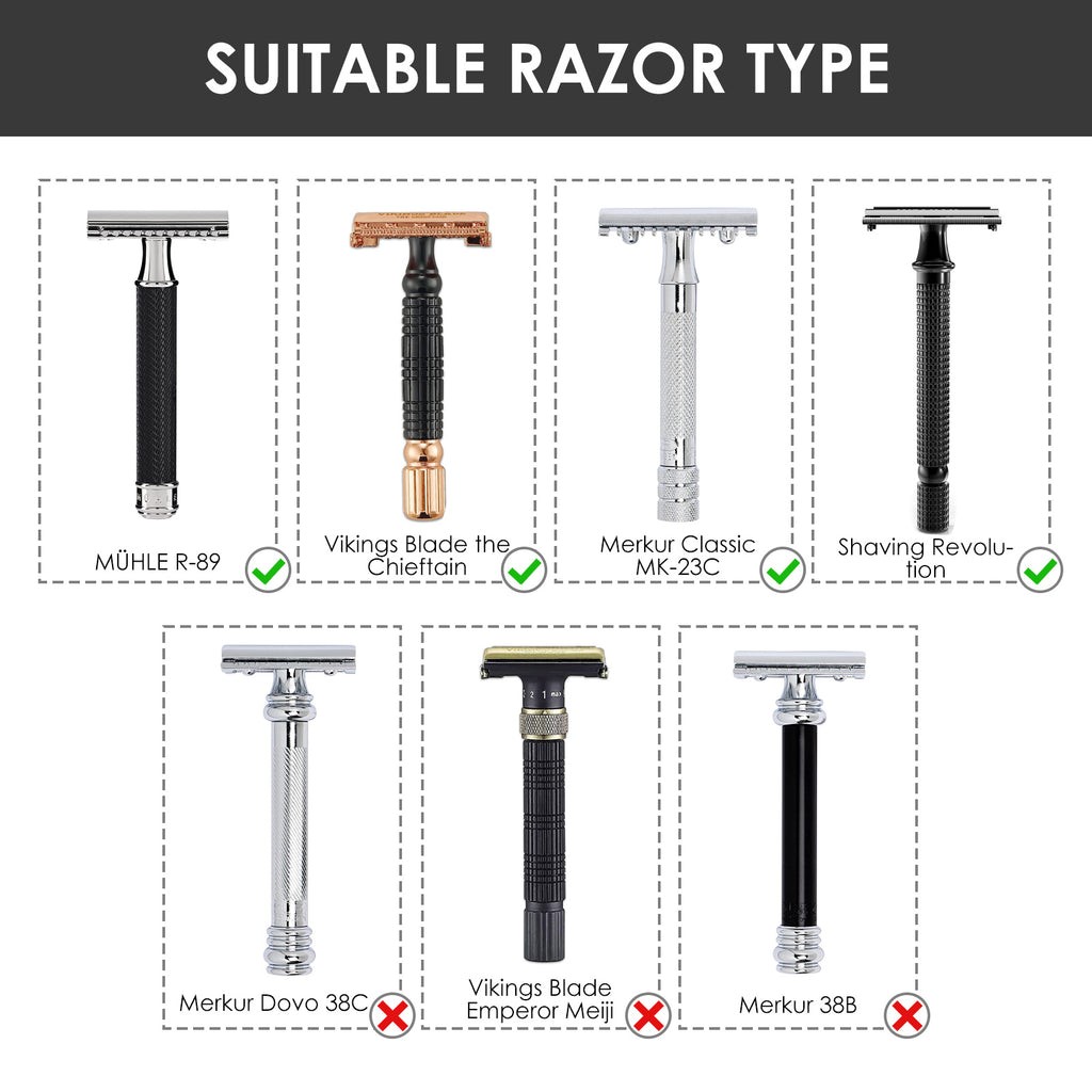 Linkidea Safety Razor Holder, Shaving Brush & Razor Stand, Compatible with MUHLE Double Edge Razor, Space-Saving Bathroom & Shower Room Storage Stand (Chrome Plating/Silver)