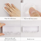 Linkidea Mounted Toothbrush Holder with Cover for Shower, Bathroom, Plastic Self Adhesive Wall Mount 4 Slots Tooth Brush Hanger Compatible with Colgate ExtraClean, Oral-B CrossAction (White)