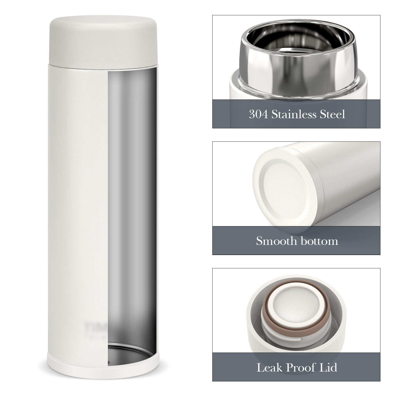 Linkidea 5oz (150ml) Mini Water Bottle, Small Vacuum Insulated Stainless Steel Water bottle for Hot & Cold Drinks, Thermo Flask Fit Handbag, Purse and Pocket (Creamy White)