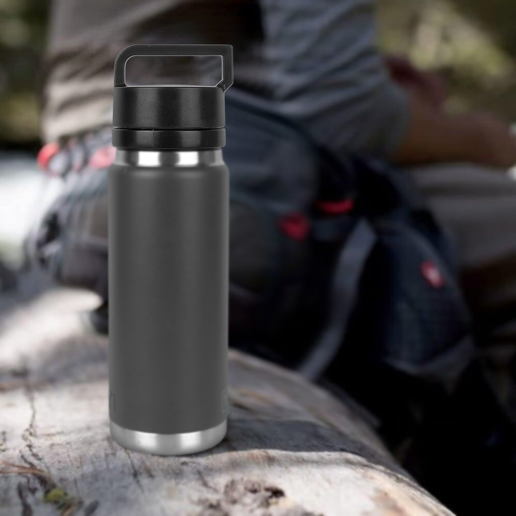 Linkidea Water Bottle Lid Built-in Tea Infuser Compatible with YETI Rambler Bottle 18oz/26oz/36oz/46oz/64oz Chug Cap, Water Bottle Replacement Cap with Handle, Fruit and Ice Strainer (Black)