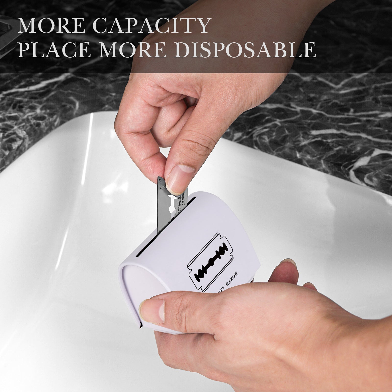 Linkidea 4 Pack Safety Razor Blade Bank, Tin-Plated Metal Blade Disposal Container for Used Double Edge Blades, Recyclable Storage for Bathroom & Travel (White)
