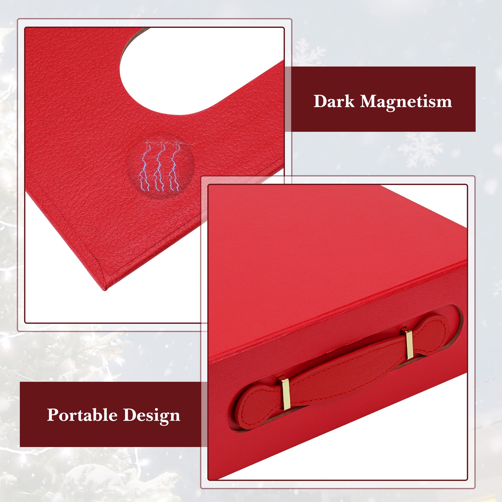 Linkidea Quick Assemble Magnetic Gift Box, Large Rigid Packaging Box With Shredded Paper Filler, Gift Packaging Compatible with Over-Ear Headphone Gifts (Red)
