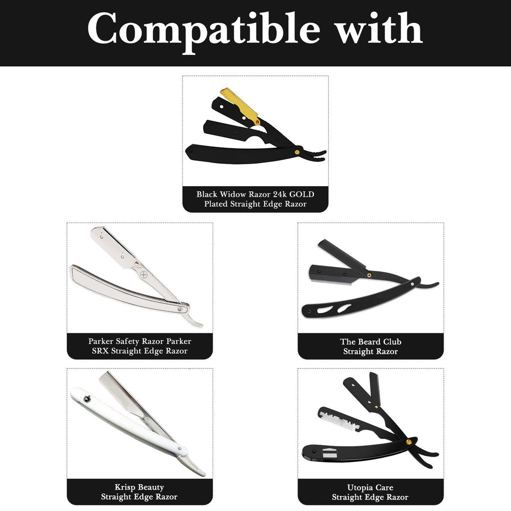 Linkidea 2 Pack Straight Razor Case, Compatible with Utopia Care, The Beard Club, GTEX, Travel Razor Cover, Protective Holder for Straight Edge Shaving Razors (Black/Only Case)