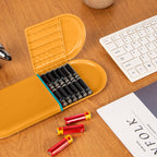 Linkidea Battery Storage Case with Tester, Portable Batteries Case Compatible with 12 AA, 12 AAA, Button Cells, Single Layer Battery Storage Box (Orange)