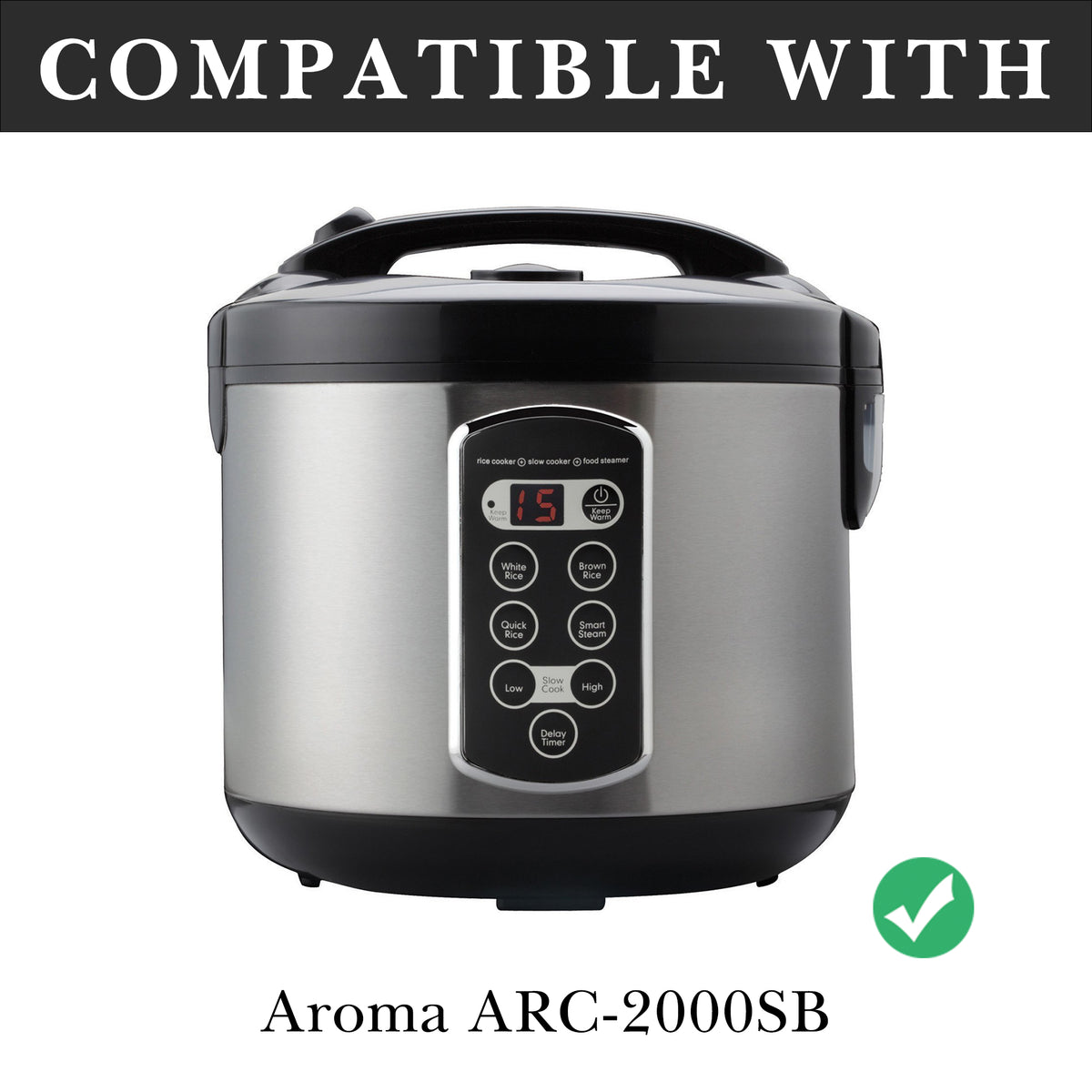 Linkidea Stainless Steel Rice Cooker Inner Pot Compatible with Aroma ARC-2000SB, No-Coating Replacement Bowl, Dishwasher Safe
