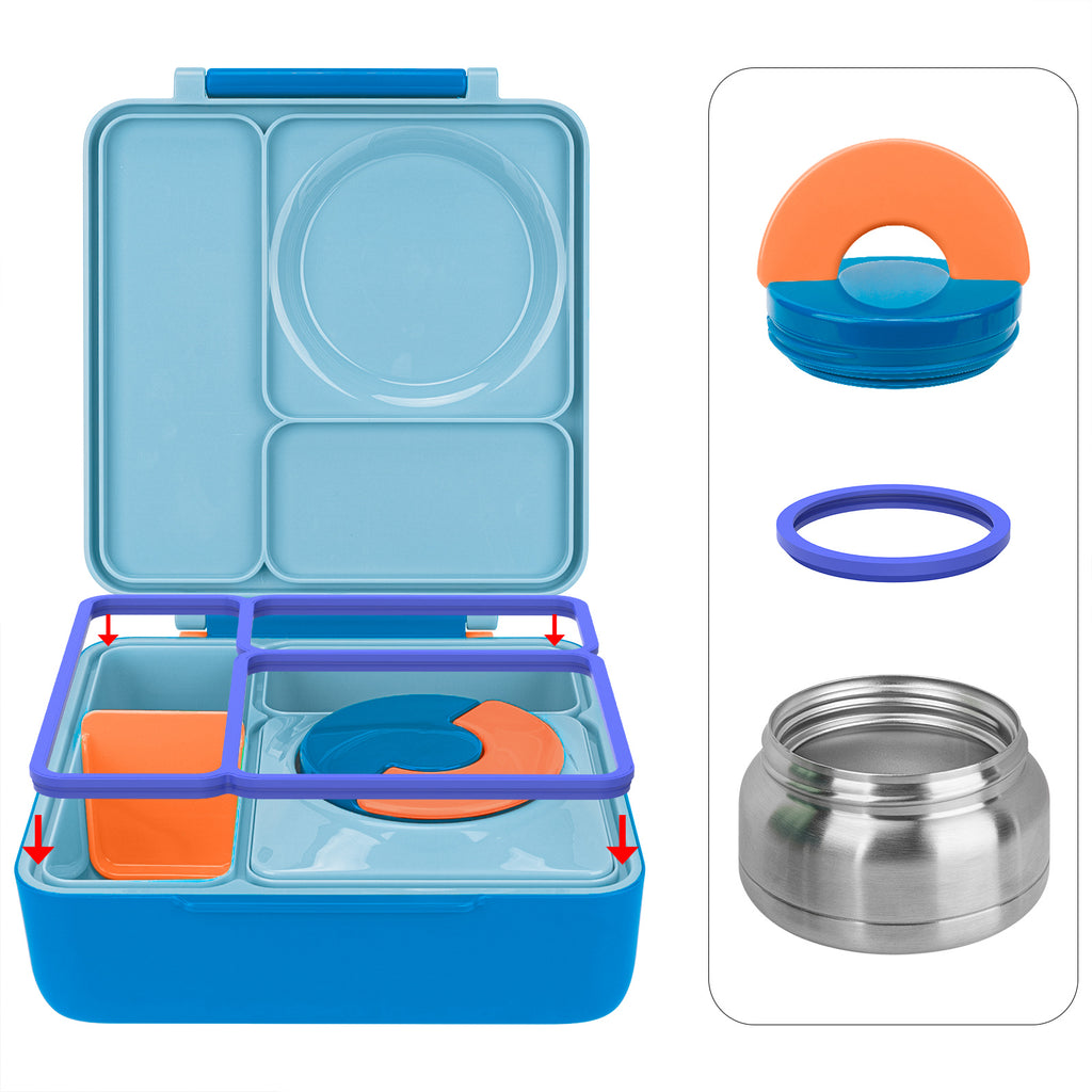 Linkidea 4 Pcs Silicone Seal Replacement, Exact Fit Lid Seal Gasket Compatible with OmieBox, Leakproof Food Safe Parts & Accessories for Bento Box (Blue)
