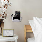 Linkidea Wall Mounted Remote Caddy with Phone Slot, No Drilling Adhesive Universal Rack, Multifunction Storage Accessories Fits Media Items Organize (Grey)