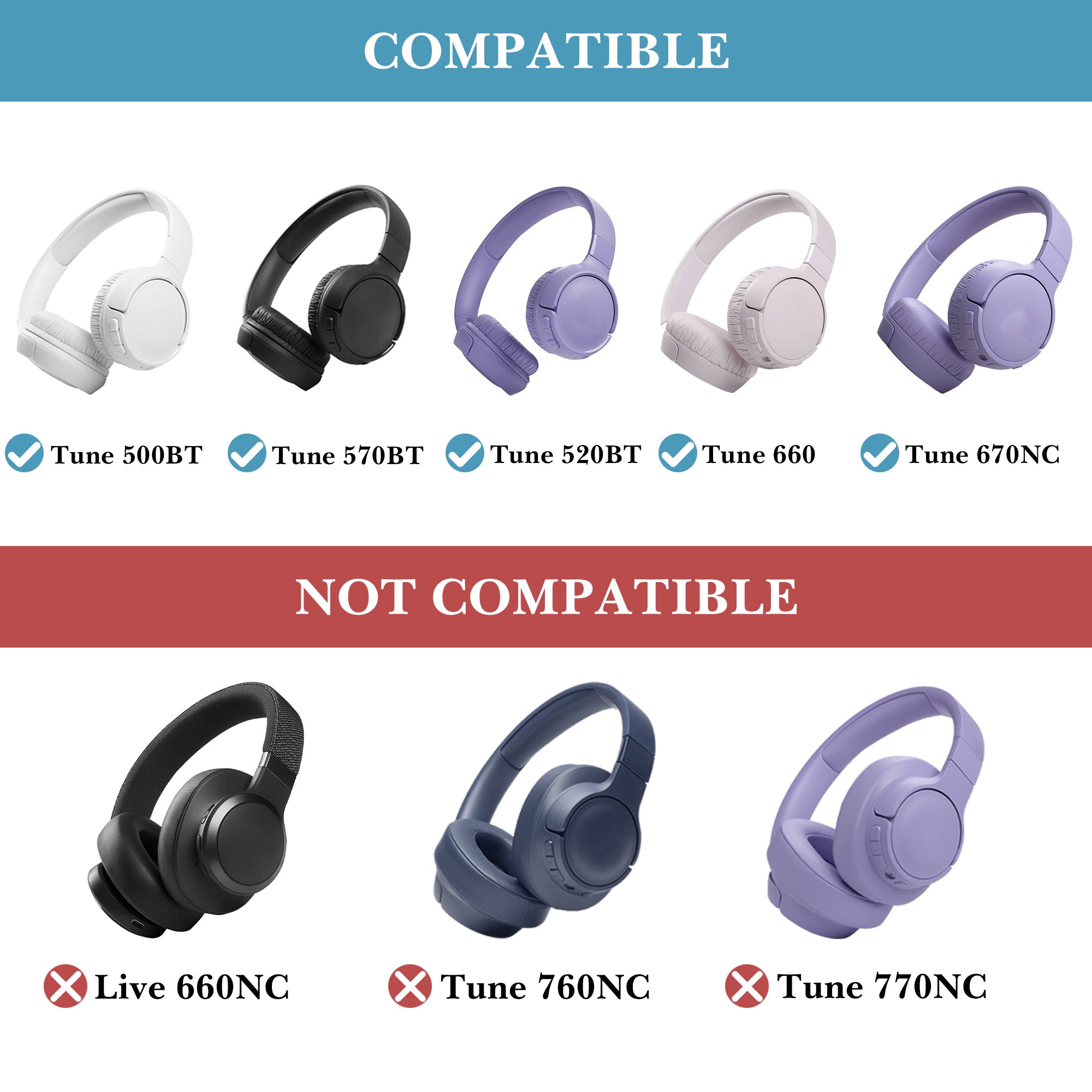 Linkidea Headphones Carrying Case Compatible with JBL Tune 510BT, Tune 500BT, Tune 560, Live 460NC, E40BT, T450BT, Replacement Protective Hard Shell Travel Bag (Black)