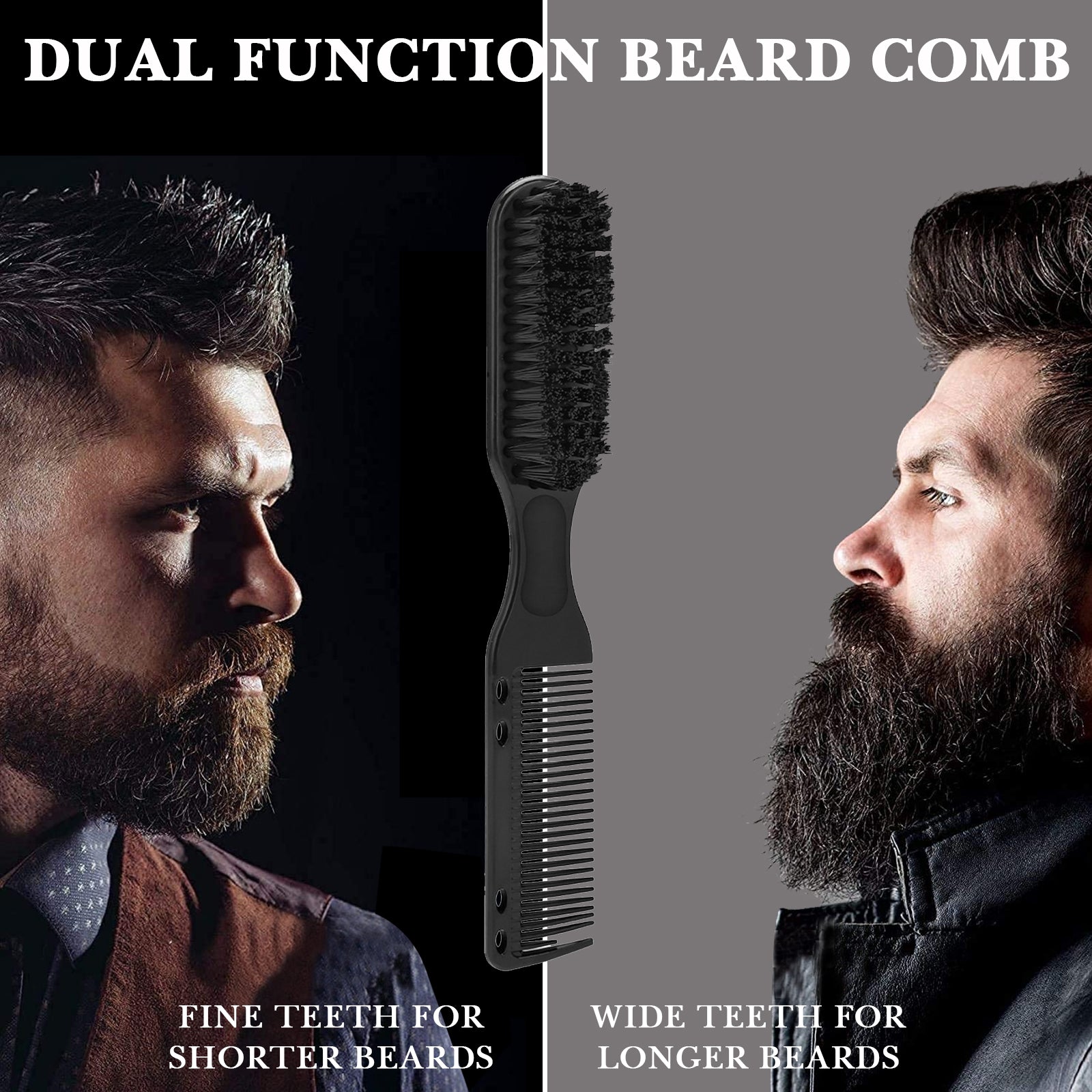 Linkidea 4 Pack Mens Beard Comb Set, Beard Brush with Comb, Portable Travel Ring Beard Brush for Great Gifts (Black)