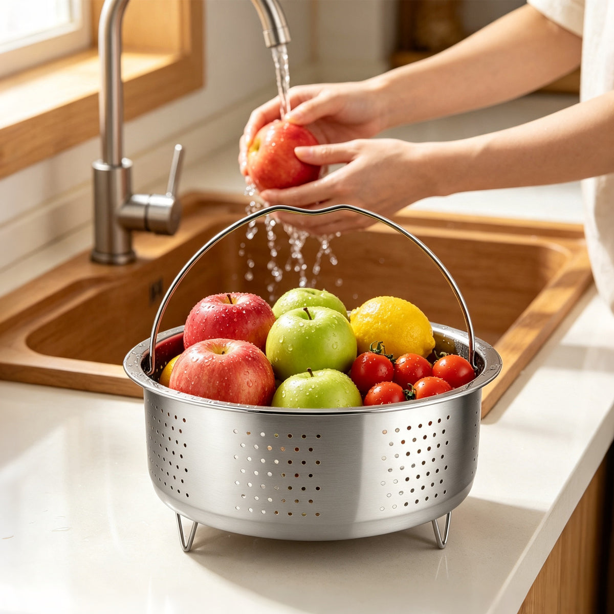 Linkidea 304 Stainless Steel Rice Cooker Steamer Basket Compatible with Zojirushi 5.5 Cups Rice Cookers, Steamer Insert with Handle and Legs for Vegetables, Seafood Steaming