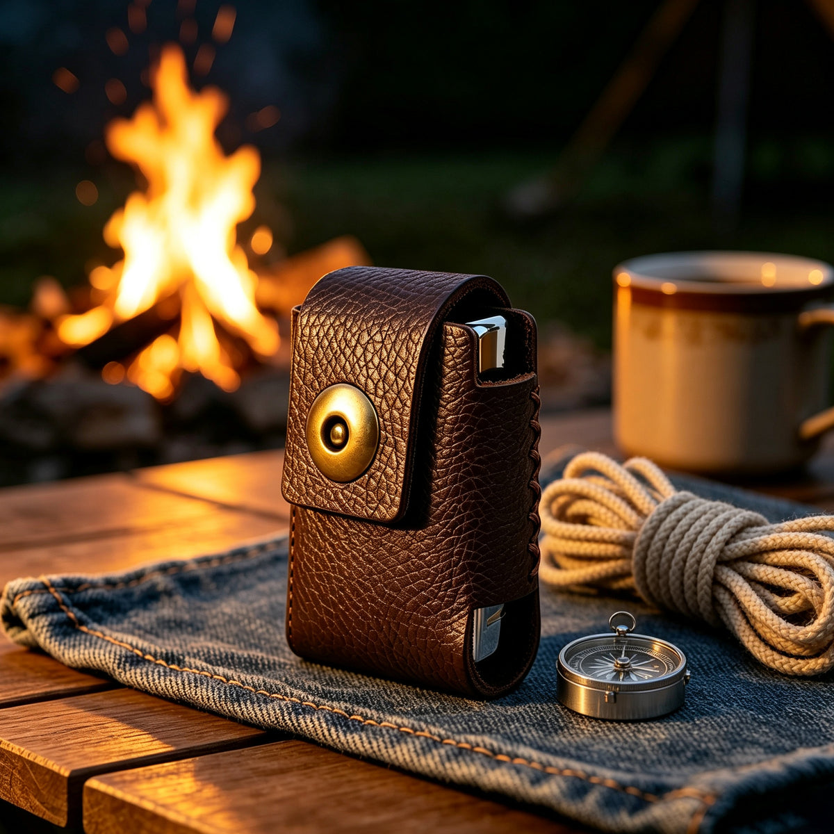 Linkidea Vegan Leather Lighter Case Holder, Protective Lighter Pouch Compatible with Standard Zippo Lighter, Portable Belt Loop Holster for Outdoor Camping Daily Use (Brown)