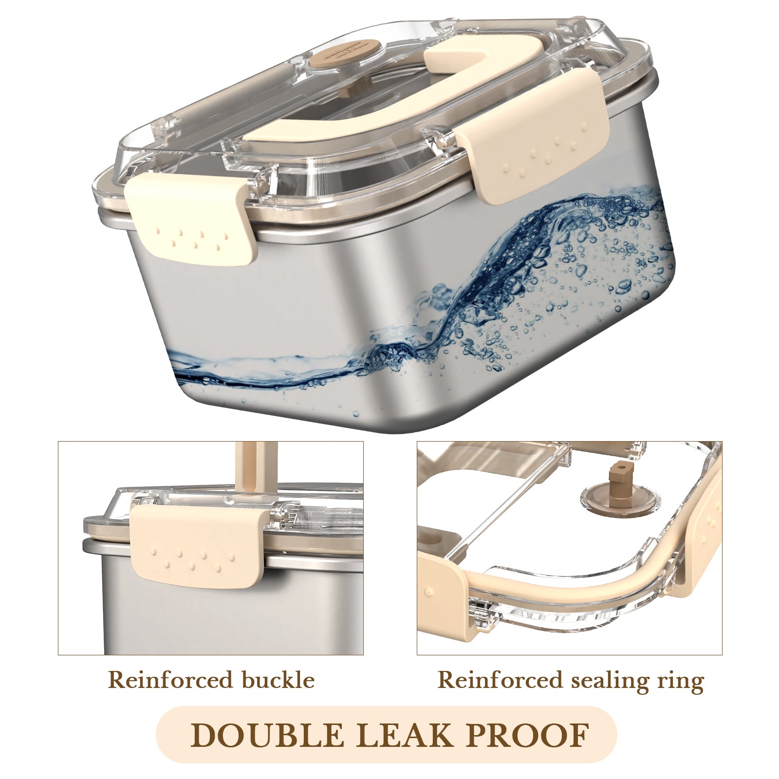Linkidea 3 Pack Square 304 Stainless Steel Fruit and Food Containers with Lid, Preservation Box Container Fridge Fresh-Keeping, Fruit Storage Container with Handle Oven/Dishwasher Safe (Silver)