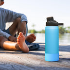 Linkidea 2 Pack Water Bottle Boot Compatible with CamelBak Eddy+20oz/25oz, Chute Mag 20oz/25oz, Carry Cap, Silicone Anti-Slip Bottle Bottom Bumper Protector (Blue)