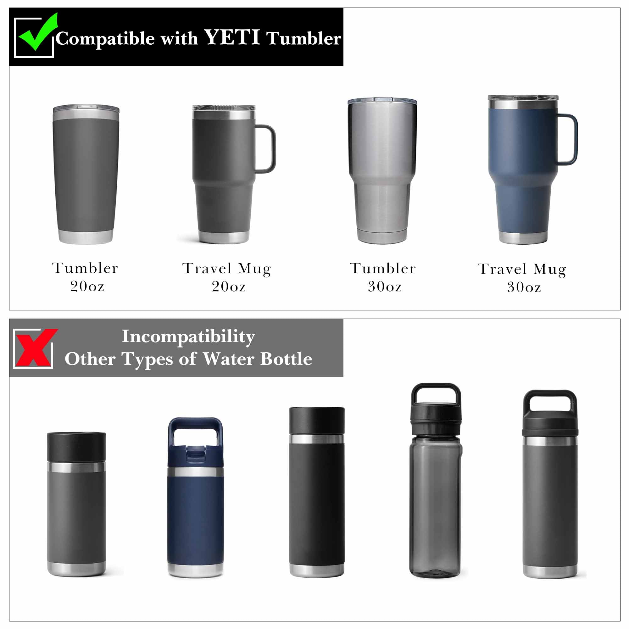 Linkidea Water Bottle Boot Compatible with YETI Rambler Tumbler 20oz/30oz, Travel Mug 20oz/30oz, Silicone Anti-Slip Waterbottle Bottom Sleeve Cover Protector (Black / 2 Pack)