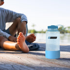 Linkidea 2 Pack Water Bottle Boot Compatible with Nalgene Sustain Wide Mouth 32oz/48oz, Narrow Mouth 32oz, Silicone Anti-Slip Bottle Bottom Bumper Protector (Blue)