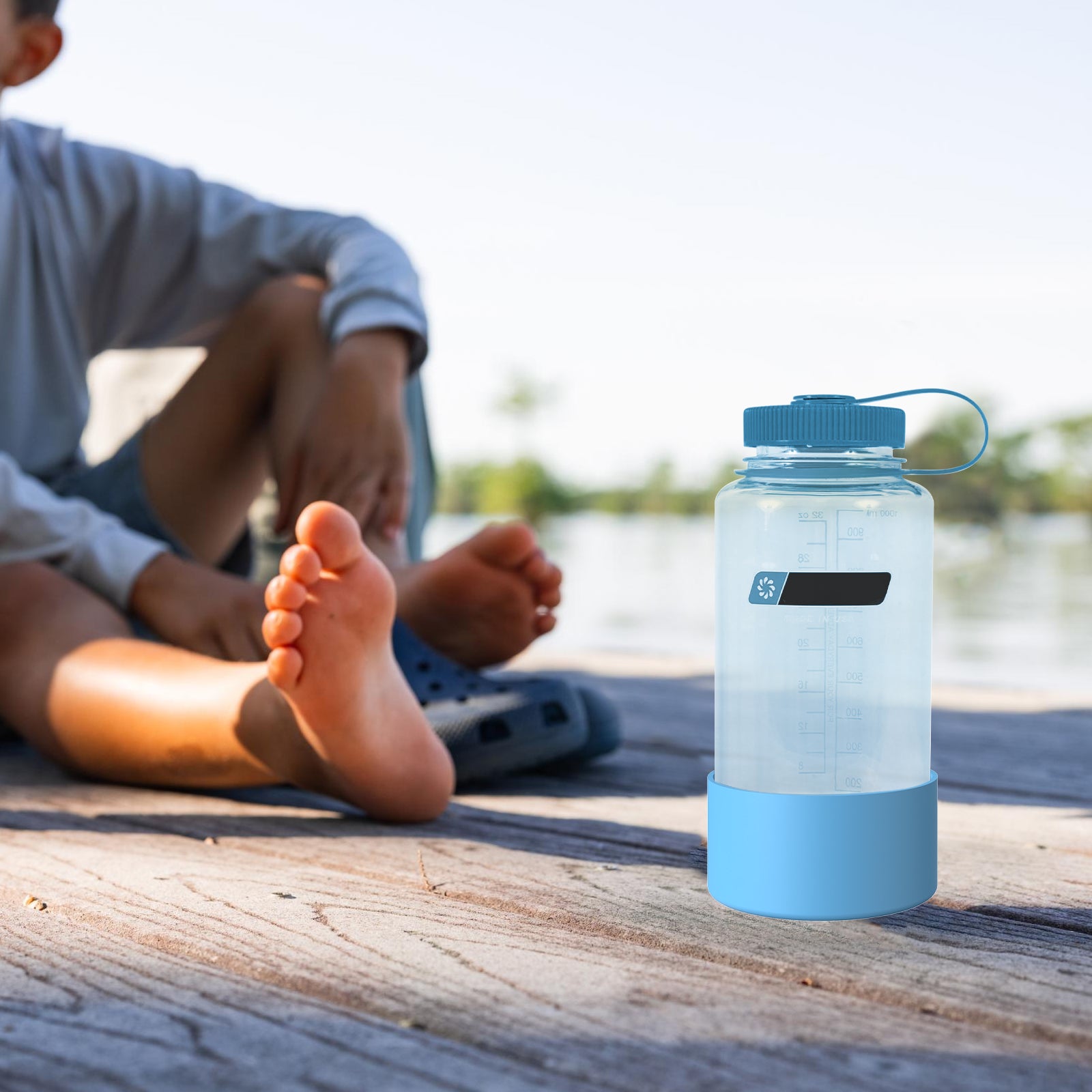 Linkidea 2 Pack Water Bottle Boot Compatible with Nalgene Sustain Wide Mouth 32oz/48oz, Narrow Mouth 32oz, Silicone Anti-Slip Bottle Bottom Bumper Protector (Blue)