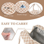 Linkidea Lunch Box for Adult, Corduroy Lunch Bag with Hand Strap, Large Capacity Lunch Bag for Everyday Outings, Compatible with Crock Pot, DUPASU, Aotto, LUNCHEAZE (Brown)