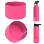 Linkidea 2 Pack Water Bottle Boot Compatible with IRON °FLASK Wide/Narrow Mouth 12oz/14oz/16oz/18oz/20oz/22oz/24oz, Silicone Bottle Bottom Sleeve Cover Bumper Protector (Pink)