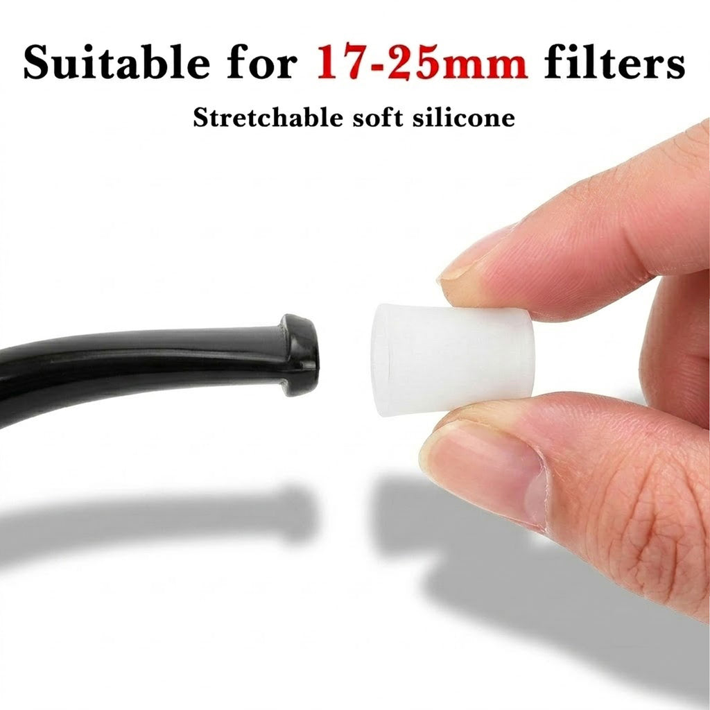 Linkidea 50 Pcs Silicone Pipe Bits, Soft Pipe Mouthpiece Covers & Stem Protectors for Medium to Large Tobacco Pipes, Bite Guards (White/Large)