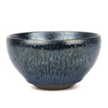 Linkidea Handmade Ceramic Shaving Bowl, Wide Mouth Shave Soap Lather Bowl for Men, Jian Zhan Glaze Wet Shaving Mug (Blue)