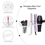 Linkidea Wall Mount Hands Free Blow Dryer Holder, Acrylic Dryer Stand with Storage Cup, Multi-Functional Hair Dryer Rack for Dyson Hair Dryer, Curling Wands, Hair Straighteners (Transparent)