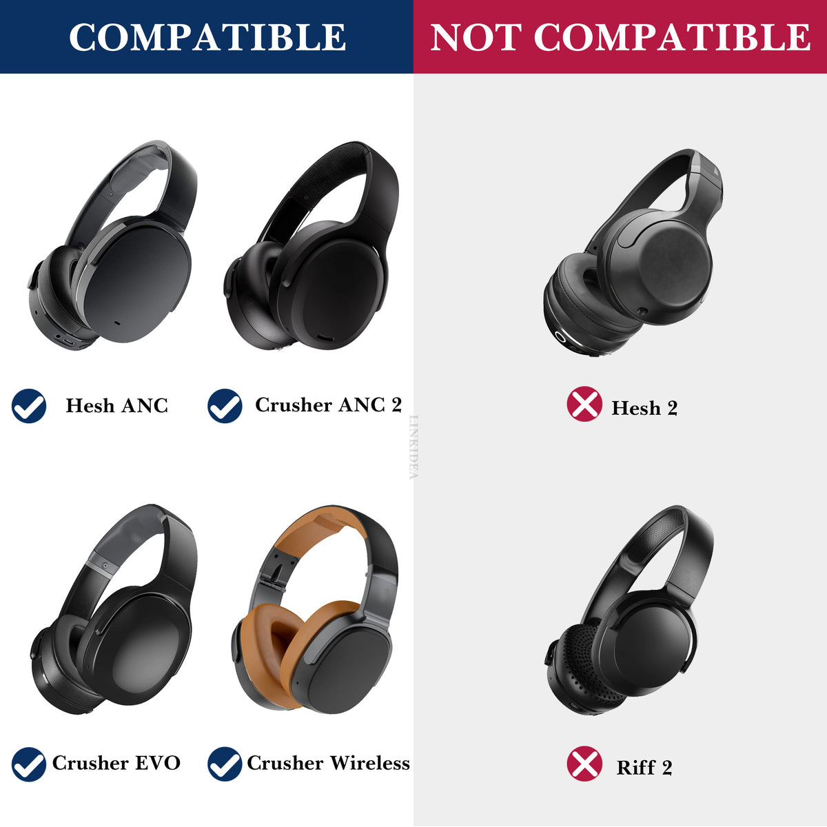 Linkidea Headphones Carrying Case Compatible with Skullcandy Crusher ANC/Evo/360, Hesh ANC, Venue, Replacement Protective Hard Shell Travel Bag (Black)