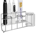Linkidea Electric Toothbrush Holder, Stainless Steel 4 Slots Vanity/Wallmount Organizer for Powered Toothbrush, Toothpaste, Compatible with Oral-B iO Series, Philips Sonicare, 7AM2M (Silver)