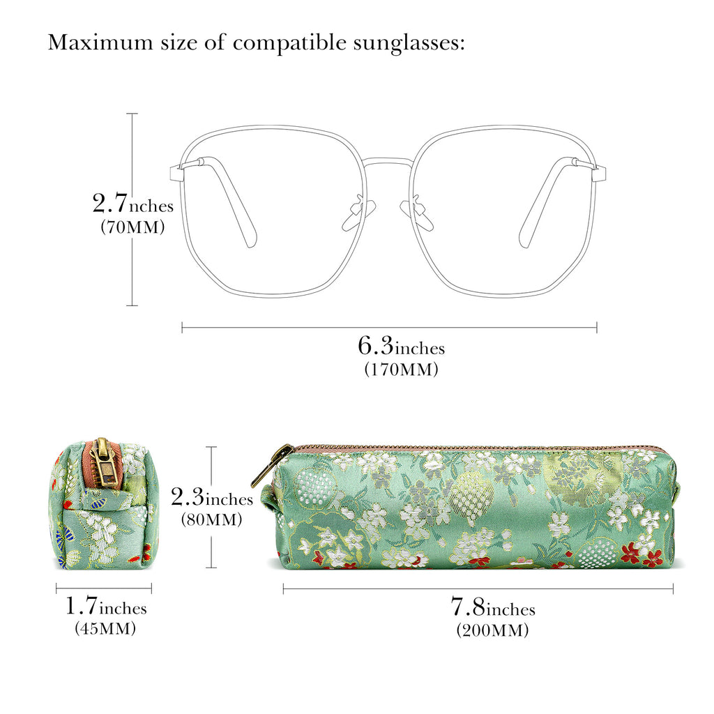 Extra Large Sunglasses Case, Oversized Eyewear Storage Organizer Pouch Soft Bag Compatible with Rayban RB4401D RBS0101S RB3825 Persol PO3350S PO3311S (Cotton-Linen, Pea Green)
