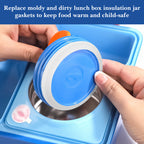 Linkidea 6 Pcs Silicone Seal Replacement, Round Exact Fit Lid Seal Gasket Compatible with OmieBox, Leakproof Food Safe Parts & Accessories for Bento Box (White)