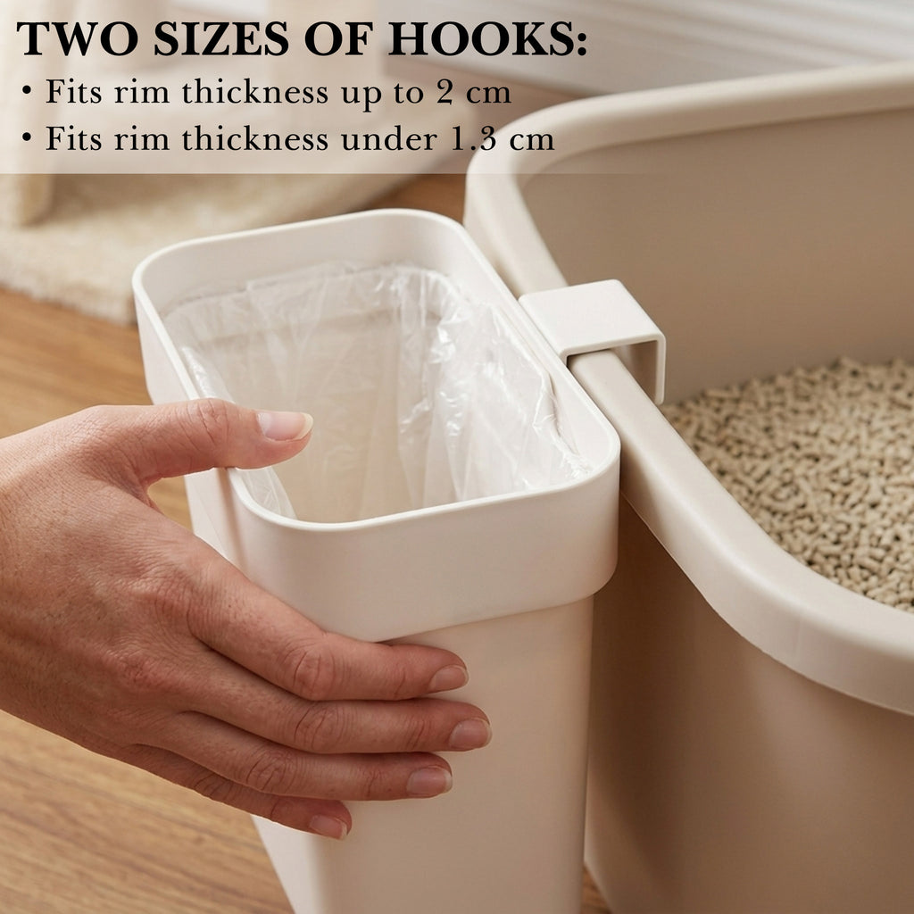 Linkidea Cat Litter Disposal Station with 100 Liners, Side-Hanging Cleanup Bin for Litter Boxes, Space-Saving Waste Management Solution with Integrated Hook