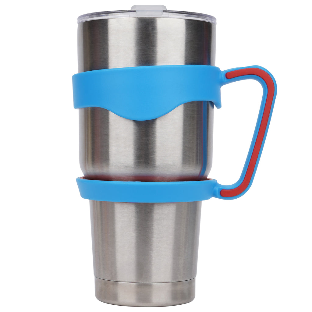 Linkidea Tumbler Handle Compatible with 30oz YETI Rambler, OZARK TRAIL Tumbler, Portable Anti Slip Travel Mug Grip, Blue
