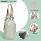 Linkidea Insulated Food Jar Storage Bag, Portable Drawstring Wrap with Hand Strap, Lunch Box Carrier for Food Can, Compatible with Thermos 24 oz & Simple Modern 16 oz & Stanley 18 oz (Green)