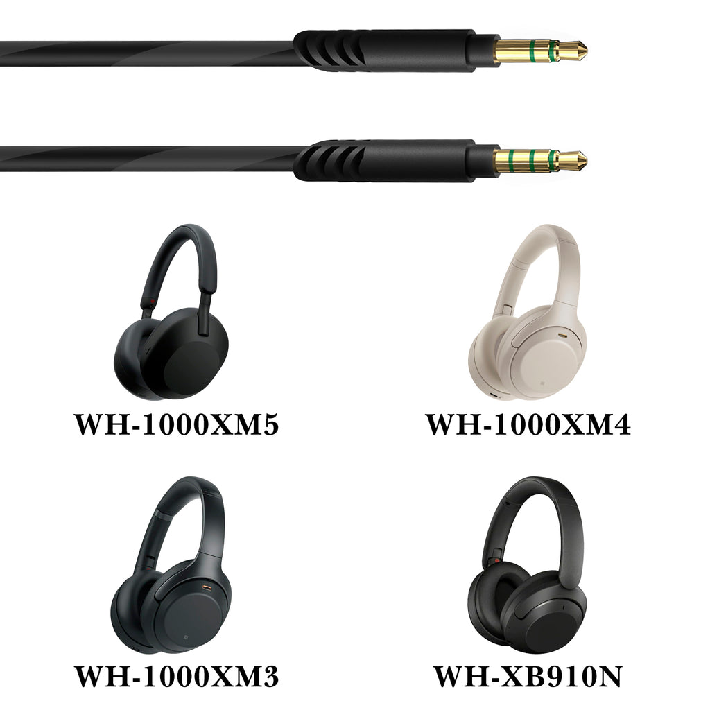 Linkidea Audio Cable with Mic for Sony WH-1000XM6/1000XM5/1000XM4, XB910N/XB900N, 3.5mm to 3.5mm Replacement Aux Cord with Inline Microphone and Volume Control (5 ft / 1.5 m)