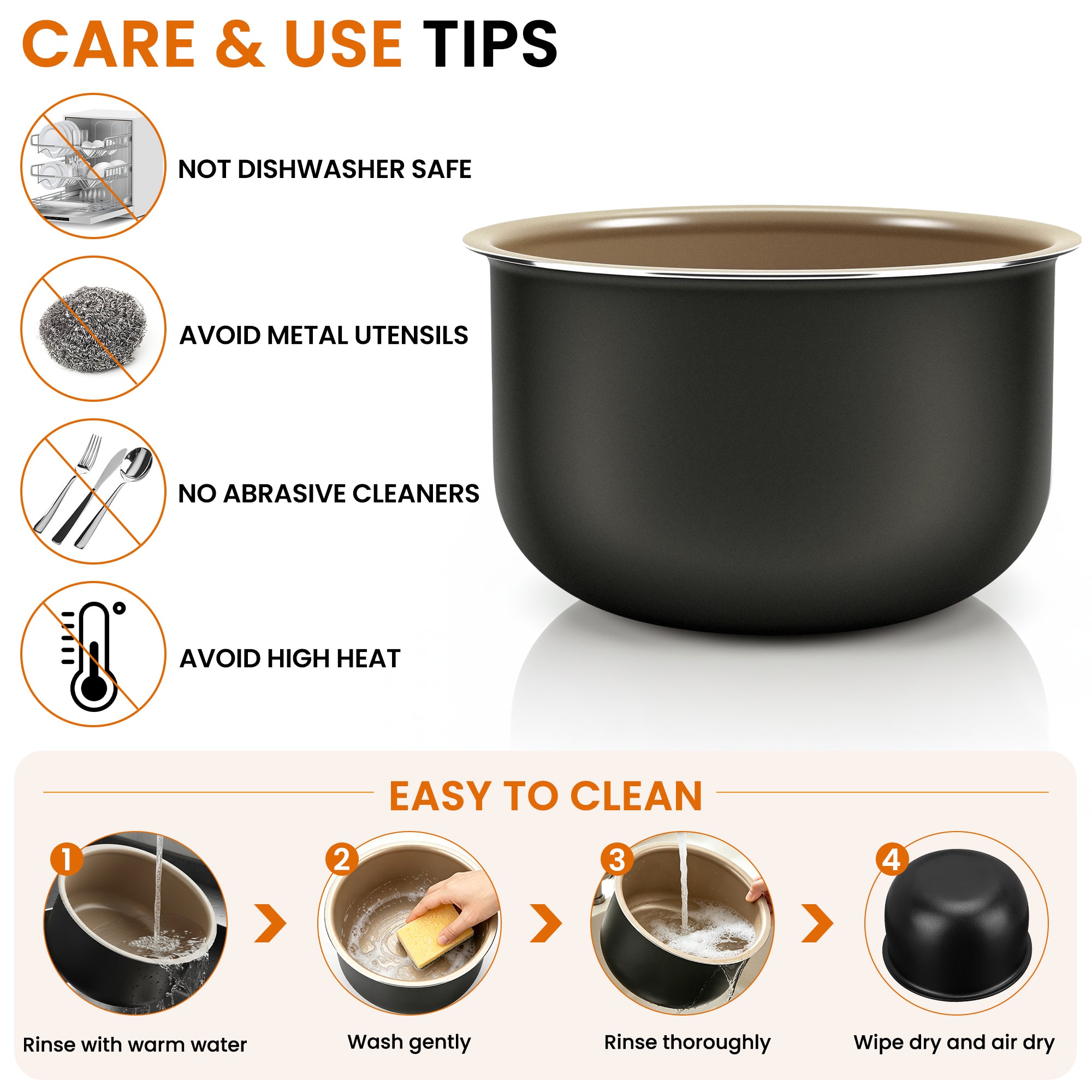 Linkidea Rice Cooker Aluminum Alloy Inner Pot Compatible with AROMA-ARC-954SBD, Nonstick Replacement Bowl (4 Cups Uncooked)