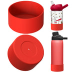 Linkidea 2 Pack Water Bottle Boot Compatible with CamelBak Eddy+20oz/25oz, Chute Mag 20oz/25oz, Carry Cap, Silicone Anti-Slip Bottle Bottom Bumper Protector (Red)