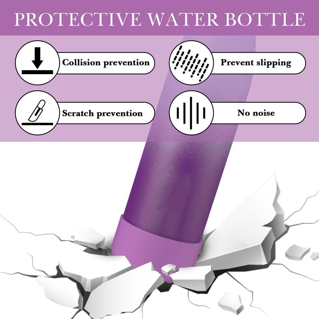 Linkidea 2 Pack Water Bottle Boot Compatible with 25oz S'well ORIGINAL, BJPKPK, Konokyo 25oz Cola Shaped Bottles, Silicone Bottle Boot Bottom Sleeve Cover Protector, Bottle Bumper (Purple)