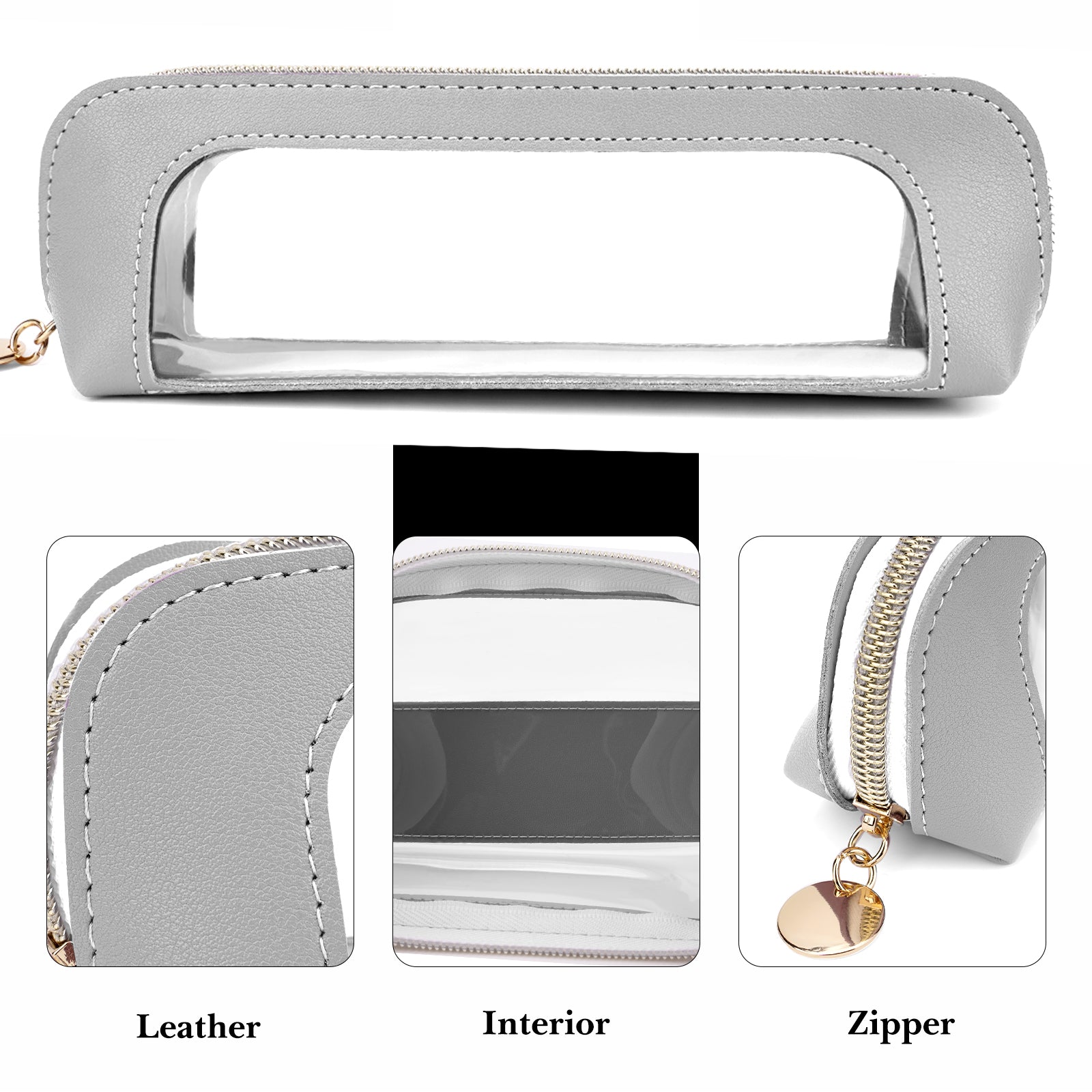 Extra Large Sunglasses Pouch Case, Vegan Leather Clear Sun Glasses Organizer Soft Bag Compatible with RB3026 RB3025 RB3689 FT0783 FT0783 FT0965 GG1422S GG1440S (XXL, Grey)