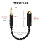 Linkidea 3.5mm Male to 4.4mm Female Headphone Adapter Cable, 6.5 Inch Copper-Silver Hybrid Cord with Aluminum Shell and Gold-Plated Contacts, Stereo Audio Only