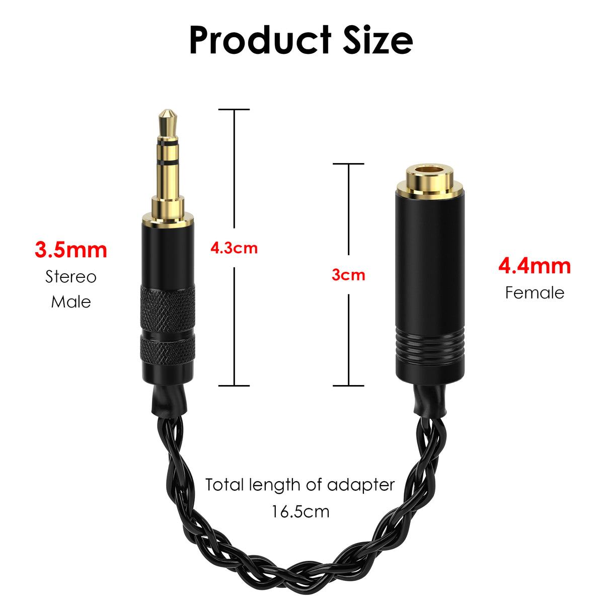 Linkidea 3.5mm Male to 4.4mm Female Headphone Adapter Cable, 6.5 Inch Copper-Silver Hybrid Cord with Aluminum Shell and Gold-Plated Contacts, Stereo Audio Only