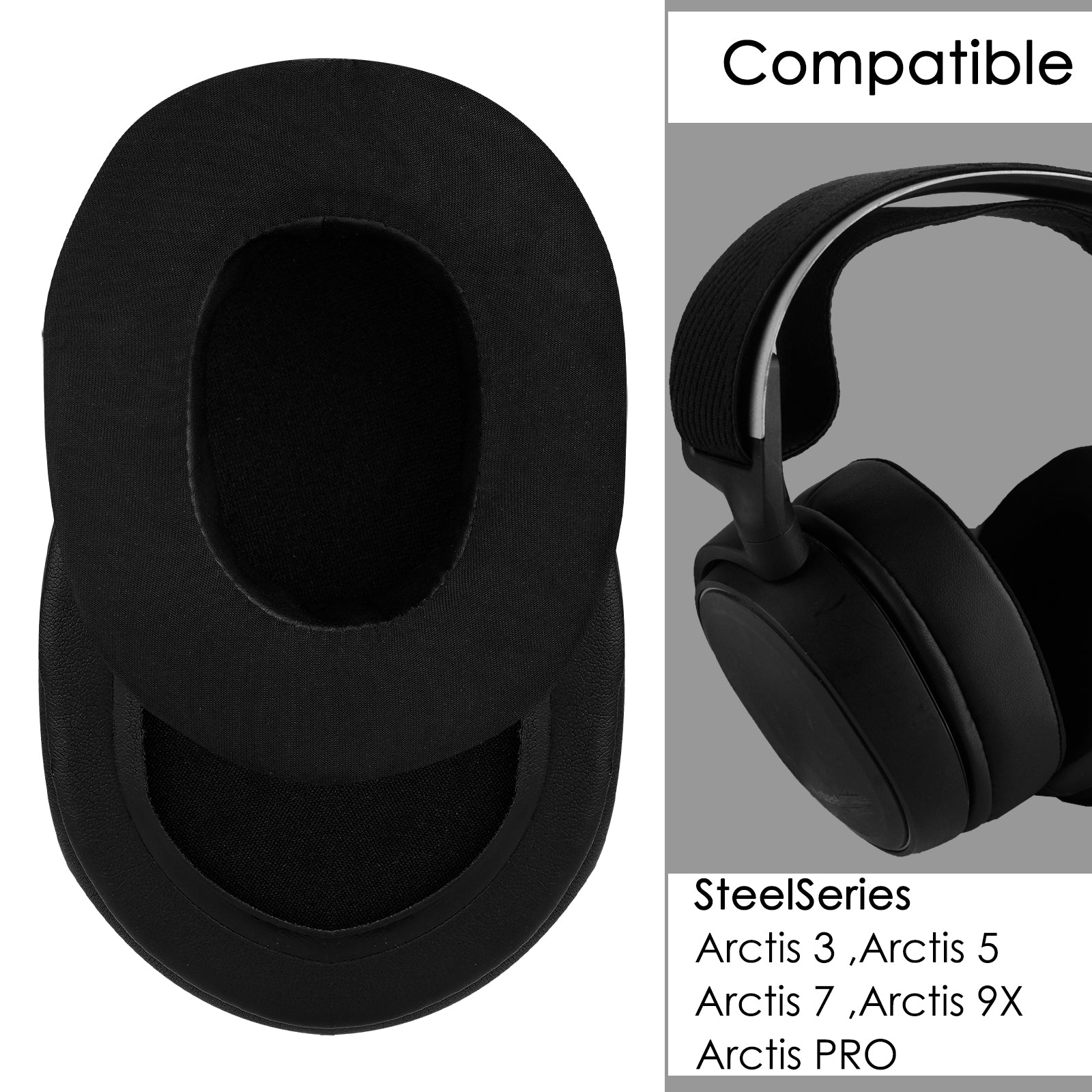 LinkIdea Replacement Ear Pads for SteelSeries Arctis 1/ 3/ 5/ 7/ 9X/ PRO Headphones Ear Cushions, Headset Earpads ( Cooling-Gel / Black )