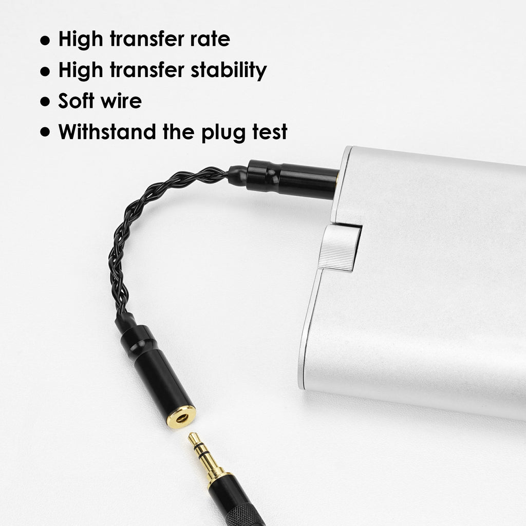 Linkidea 4.4mm Balanced Male to 3.5mm Female Headphone Adapter Cable, Silver-Plated Copper Audio Converter for HiFi DAC, DAP & Headphone Amplifier, 16cm