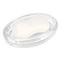 Linkidea Glass Soap Holder, Clear Bar Dish Saver for Shower, Bathroom, Slim Design Storage Tray for Countertop(Ellipse)